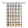 Pemberly Row Cotton Stripe Printed Shower Curtain with Tassel in Gray/Yellow