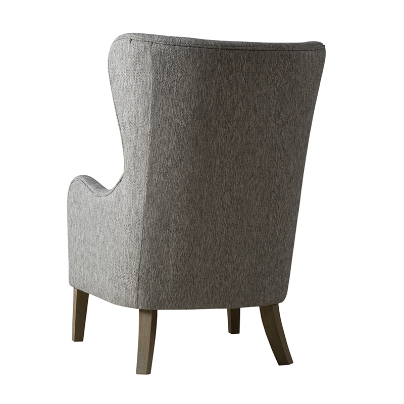 Pemberly Row Modern / Contemporary Swoop Wing Chair in Gray Finish
