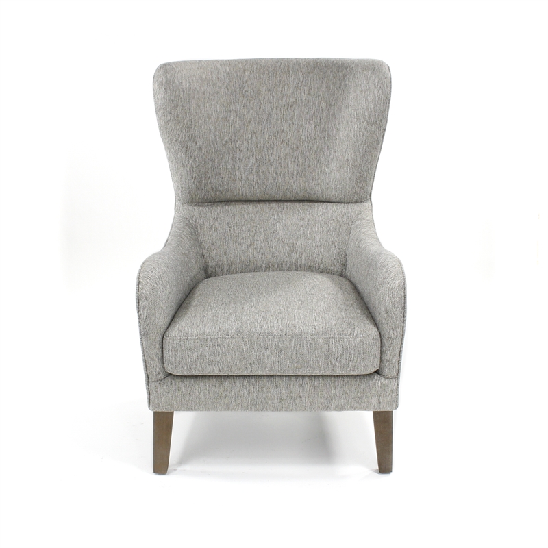 Pemberly Row Modern / Contemporary Swoop Wing Chair in Gray Finish