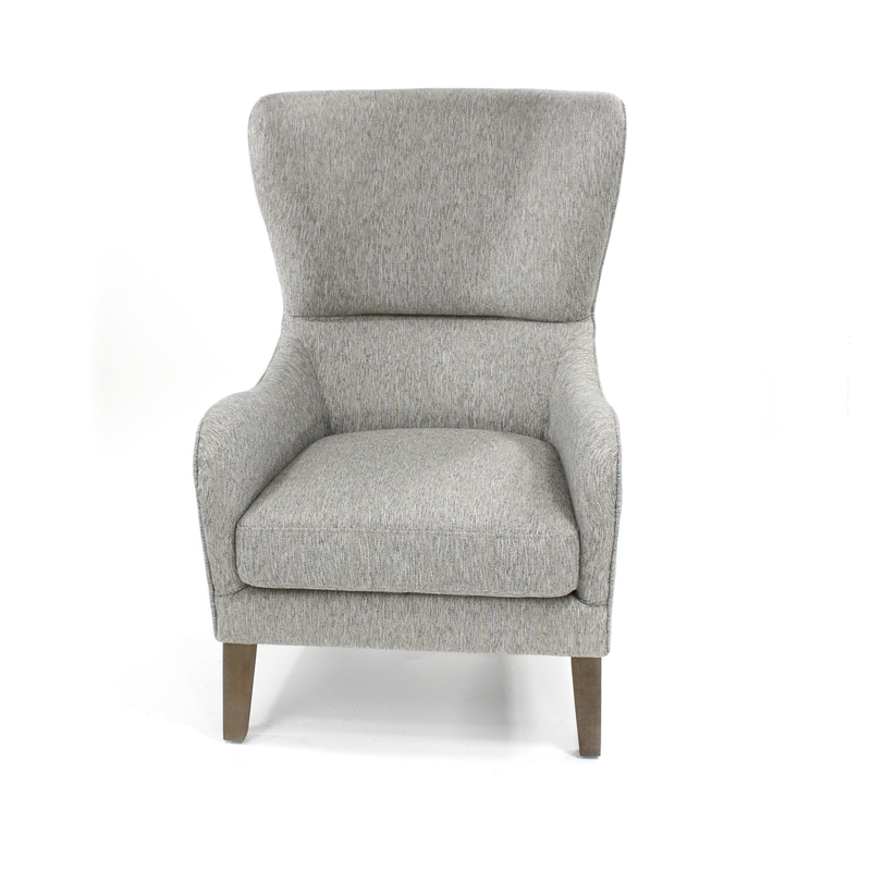 Pemberly Row Modern / Contemporary Swoop Wing Chair in Gray Finish