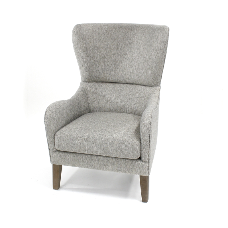 Pemberly Row Modern / Contemporary Swoop Wing Chair in Gray Finish