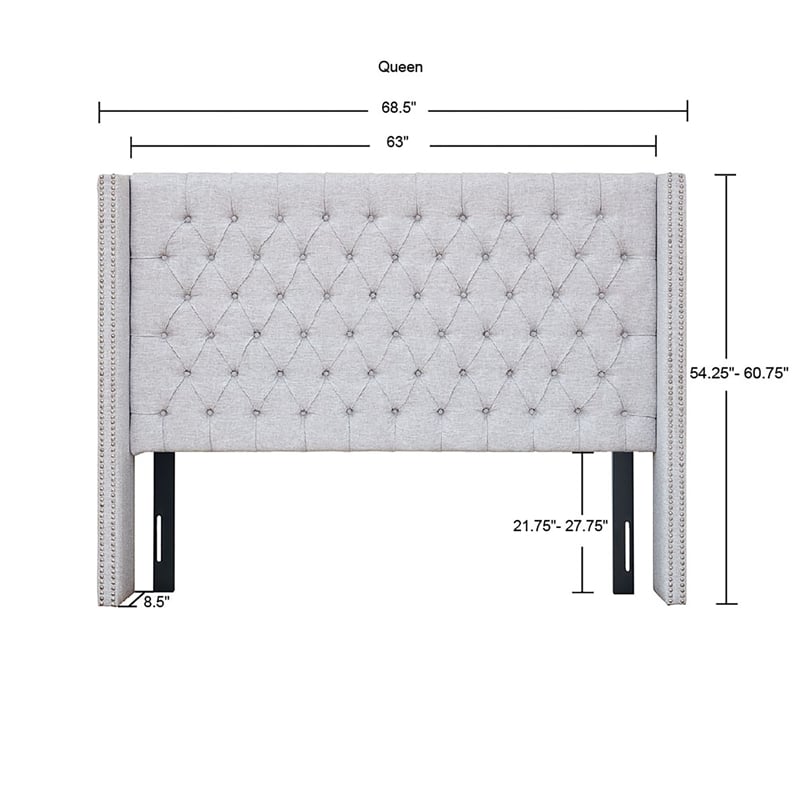 Pemberly Row Modern / Contemporary Upholstery Headboard in Gray