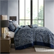Pemberly Row 5-Piece Cotton Reversible Jacquard Bedspread Set in Navy