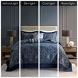Pemberly Row 5-Piece Cotton Reversible Jacquard Bedspread Set in Navy