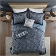 Pemberly Row 5-Piece Cotton Reversible Jacquard Bedspread Set in Navy