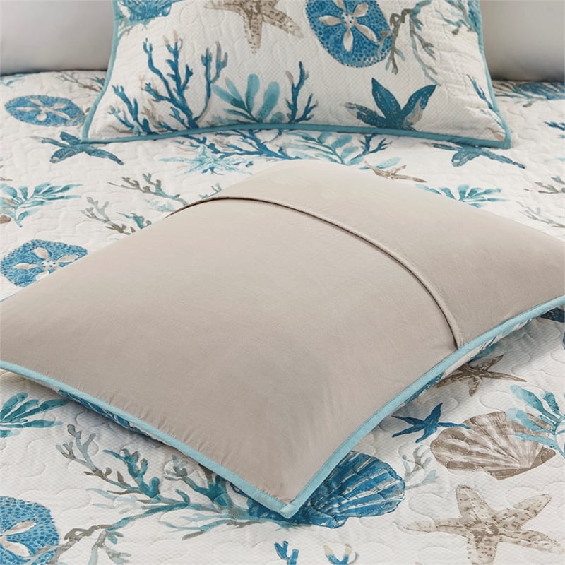 Pemberly Row 6-Piece Cotton Reversible Coverlet Set in Blue