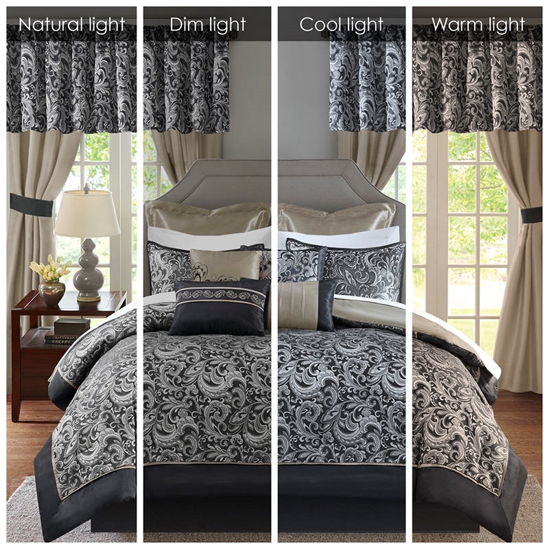Pemberly Row Contemporary 24-Piece Fabric Room in a Bag in Black
