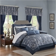 Pemberly Row Contemporary 24-Piece Fabric Room in a Bag in Navy Finish