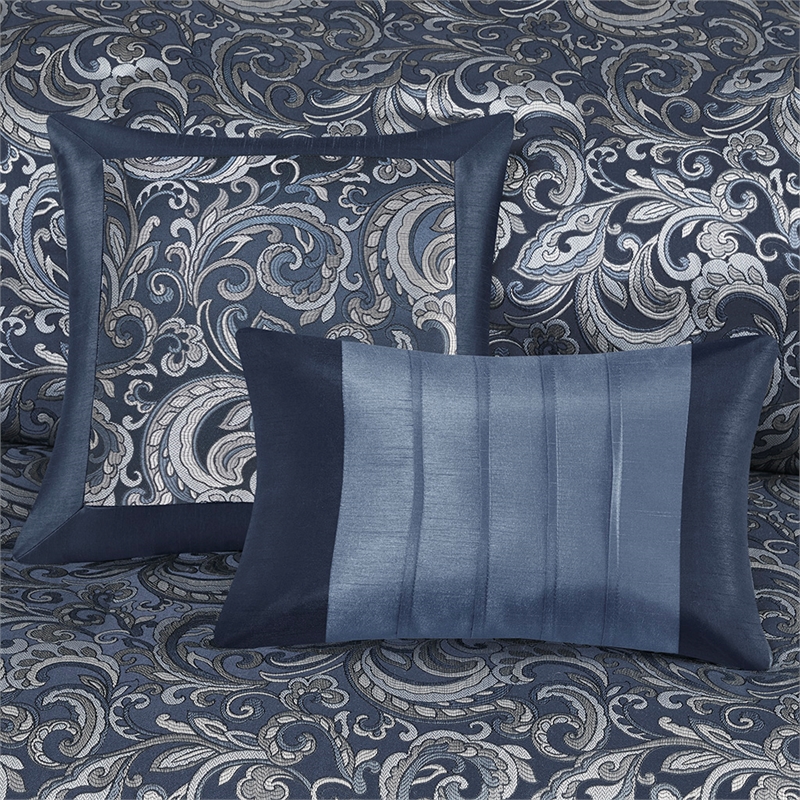 Pemberly Row Contemporary 24-Piece Fabric Room in a Bag in Navy Finish
