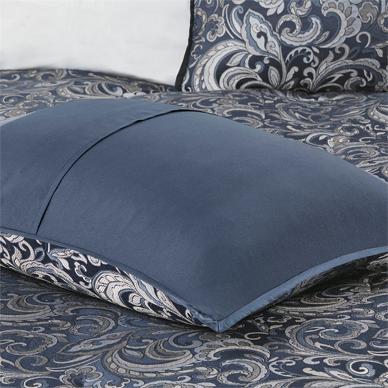 Pemberly Row Contemporary 24-Piece Fabric Room in a Bag in Navy Finish