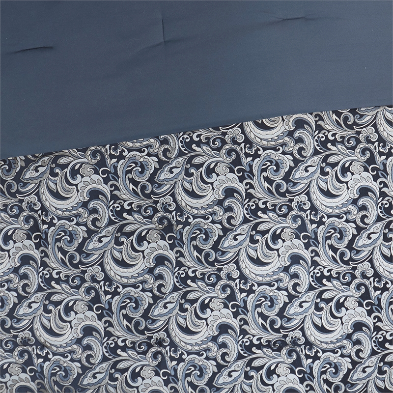 Pemberly Row Contemporary 24-Piece Fabric Room in a Bag in Navy Finish