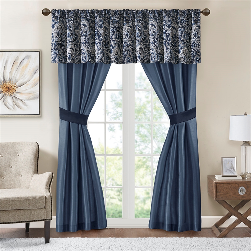 Pemberly Row Contemporary 24-Piece Fabric Room in a Bag in Navy Finish