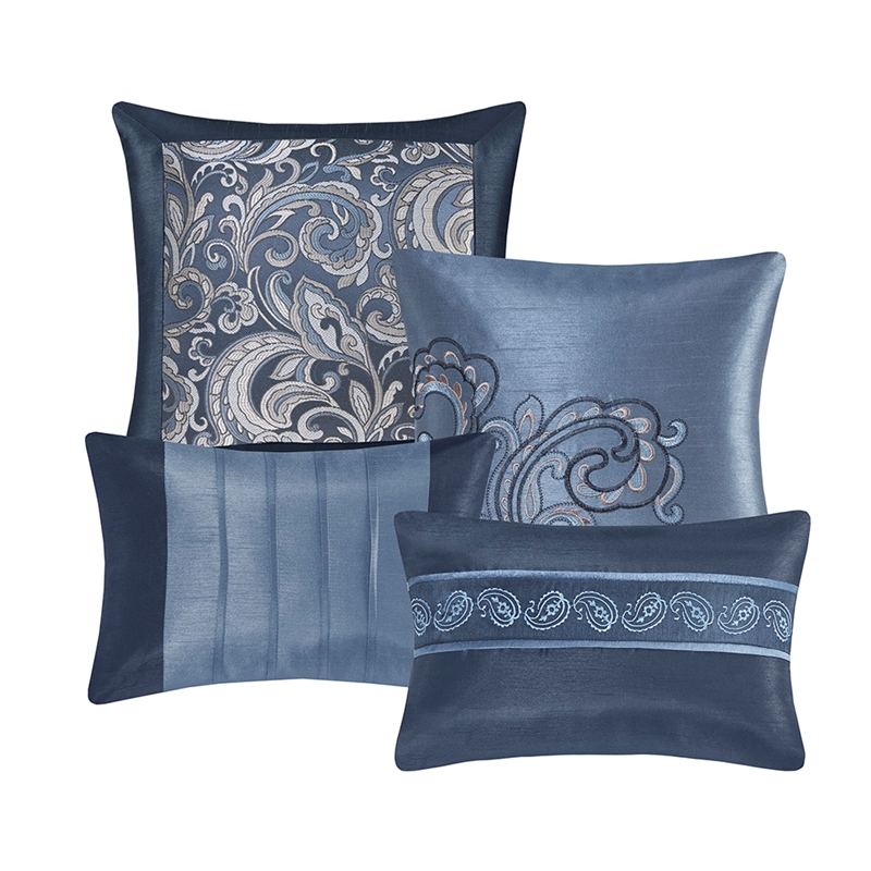 Pemberly Row Contemporary 24-Piece Fabric Room in a Bag in Navy Finish