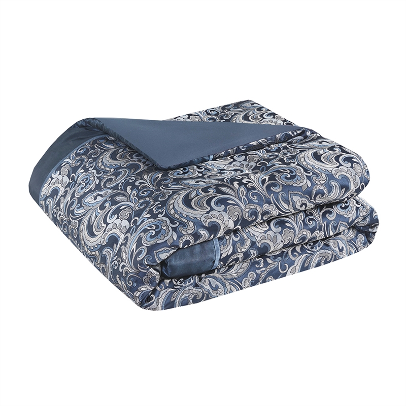 Pemberly Row Contemporary 24-Piece Fabric Room in a Bag in Navy Finish