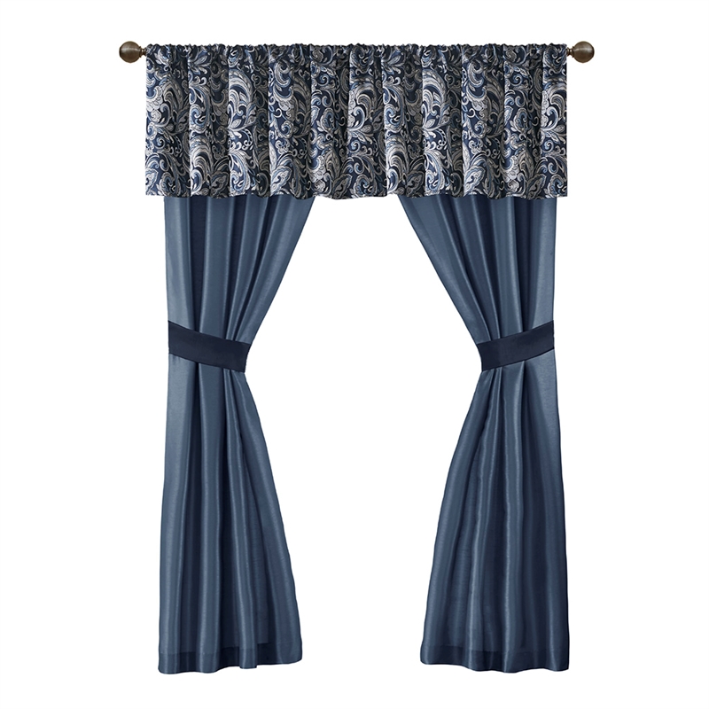 Pemberly Row Contemporary 24-Piece Fabric Room in a Bag in Navy Finish