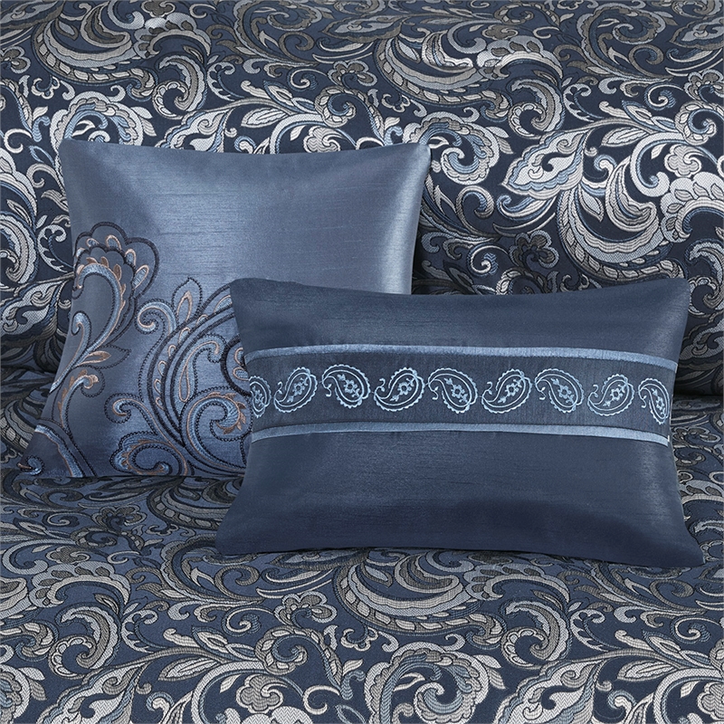 Pemberly Row Contemporary 24-Piece Fabric Room in a Bag in Navy Finish