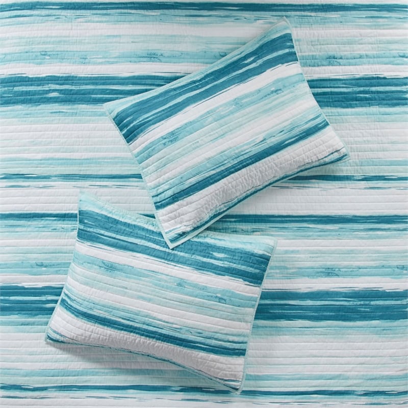 Pemberly Row 6-Piece Coastal Quilted Microfiber Coverlet Set in Blue