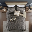 Pemberly Row 5-Piece Cotton Reversible Jacquard Bedspread Set in Black