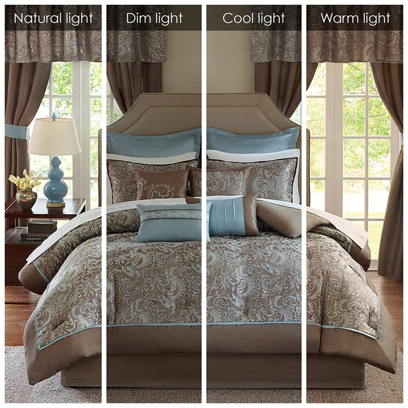 Pemberly Row Contemporary 24 Piece Bedroom Set in a Bag in Blue