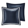 Pemberly Row Contemporary 8 Piece Jacquard Comforter Set in Navy