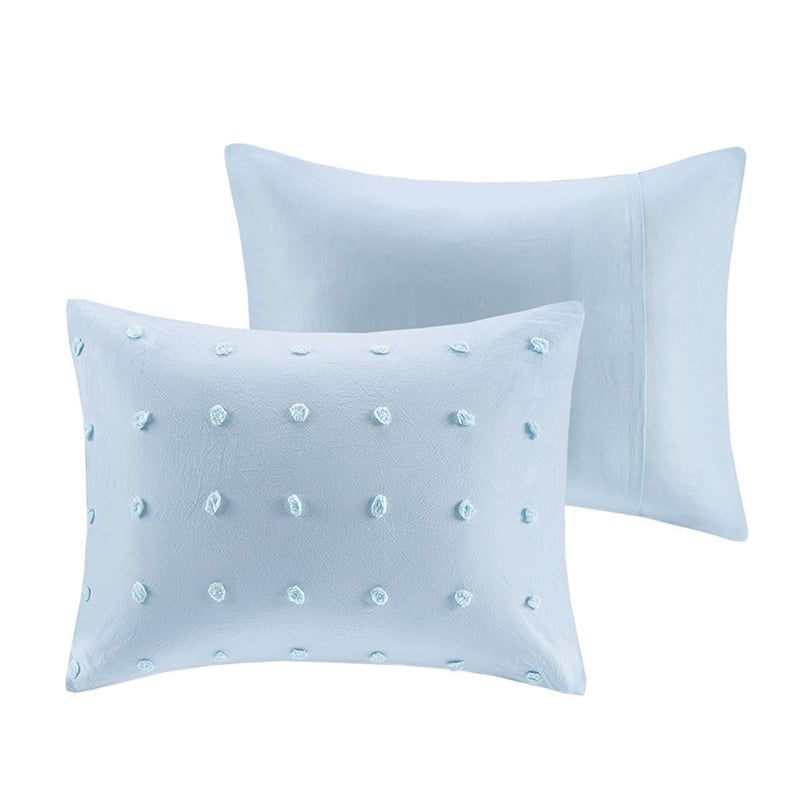 Pemberly Row Contemporary Cotton Jacquard Comforter Set in Blue