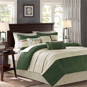 Pemberly Row Modern / Contemporary 7 Piece Comforter Set in Green
