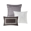 Pemberly Row Contemporary 7 Piece Jacquard Comforter Set in Gray/Taupe