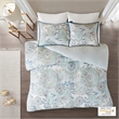 Pemberly Row 3 Piece Cotton Floral Printed Reversible Duvet Cover Set Blue