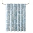 Pemberly Row Contemporary Printed Cotton Shower Curtain in Blue