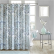 Pemberly Row Contemporary Printed Cotton Shower Curtain in Blue