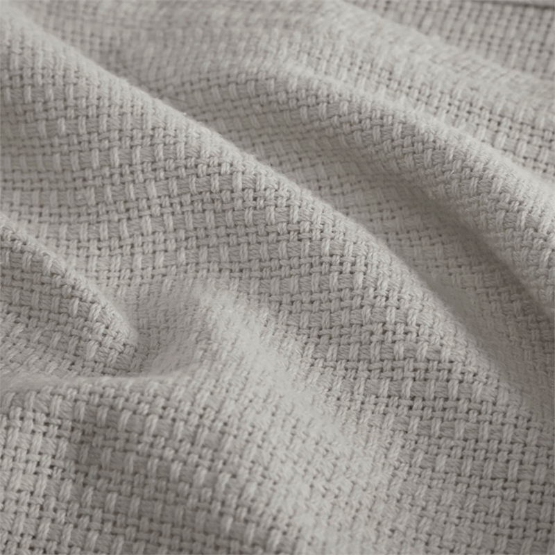 Pemberly Row Contemporary Basketweave Cotton Blanket in Gray