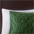 Pemberly Row Modern / Contemporary 3 Piece Velvet Quilt Set in Green