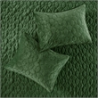 Pemberly Row Modern / Contemporary 3 Piece Velvet Quilt Set in Green