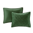 Pemberly Row Modern / Contemporary 3 Piece Velvet Quilt Set in Green