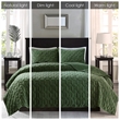 Pemberly Row Modern / Contemporary 3 Piece Velvet Quilt Set in Green