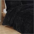 Pemberly Row Contemporary Shaggy Long Fur Comforter Mini Set in Black