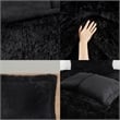 Pemberly Row Contemporary Shaggy Long Fur Comforter Mini Set in Black