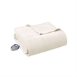 Pemberly Row Contemporary Electric Micro Fleece Heated Blanket in Beige