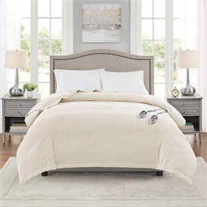 Pemberly Row Contemporary Electric Micro Fleece Heated Blanket in Beige