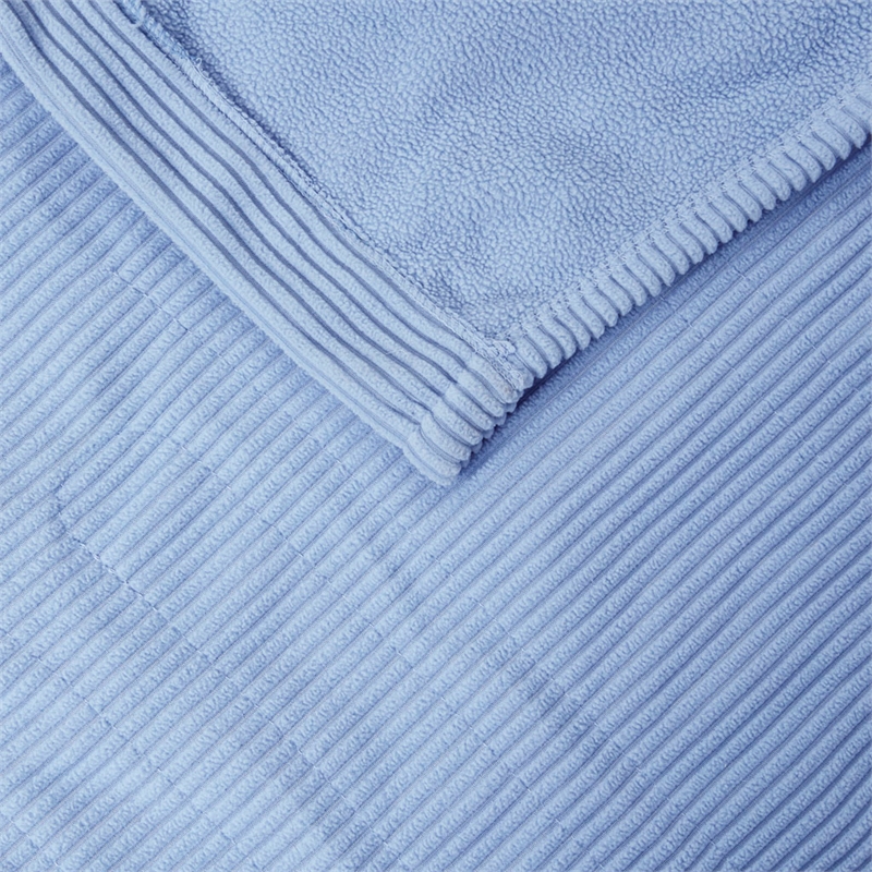 Pemberly Row Contemporary Electric Micro Fleece Heated Blanket in Blue