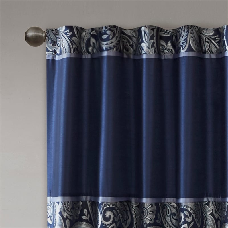 Pemberly Row Modern / Contemporary Jacquard Panel Pair in Navy