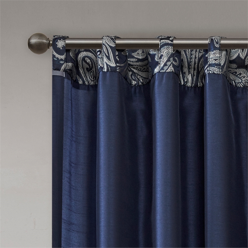 Pemberly Row Modern / Contemporary Jacquard Panel Pair in Navy