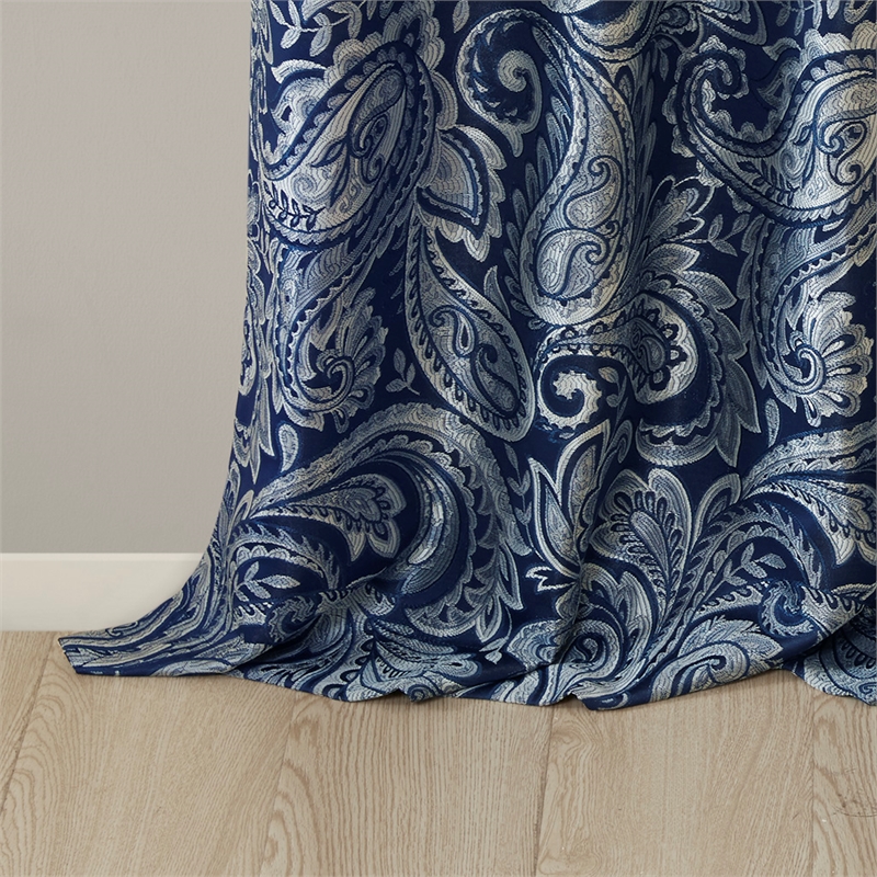 Pemberly Row Modern / Contemporary Jacquard Panel Pair in Navy