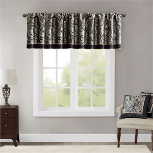 Pemberly Row Modern / Contemporary Jacquard Window Valance in Black