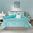 Pemberly Row Metallic Printed Comforter Set in Aqua and Silver