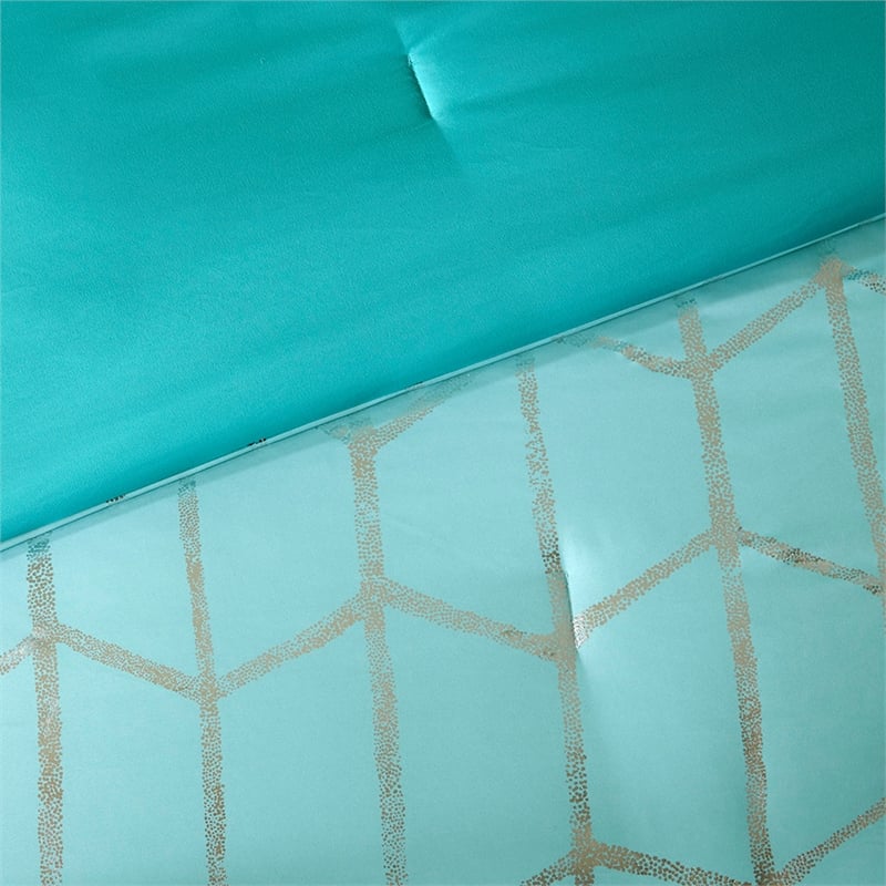 Pemberly Row Metallic Printed Comforter Set in Aqua and Silver