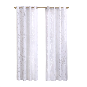 Pemberly Row Grommet Top Sheer Bird on Branches Burnout Window Curtain