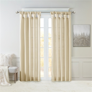 Pemberly Row Contemporary Twist Tab Lined Window Curtain in Champagne