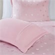 Pemberly Row Metallic Printed Plush Comforter Set in Pink and Silver