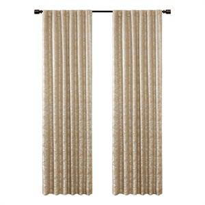 Pemberly Row Jacquard Lined Total Blackout Rod Pocket Back Tab Window Panel